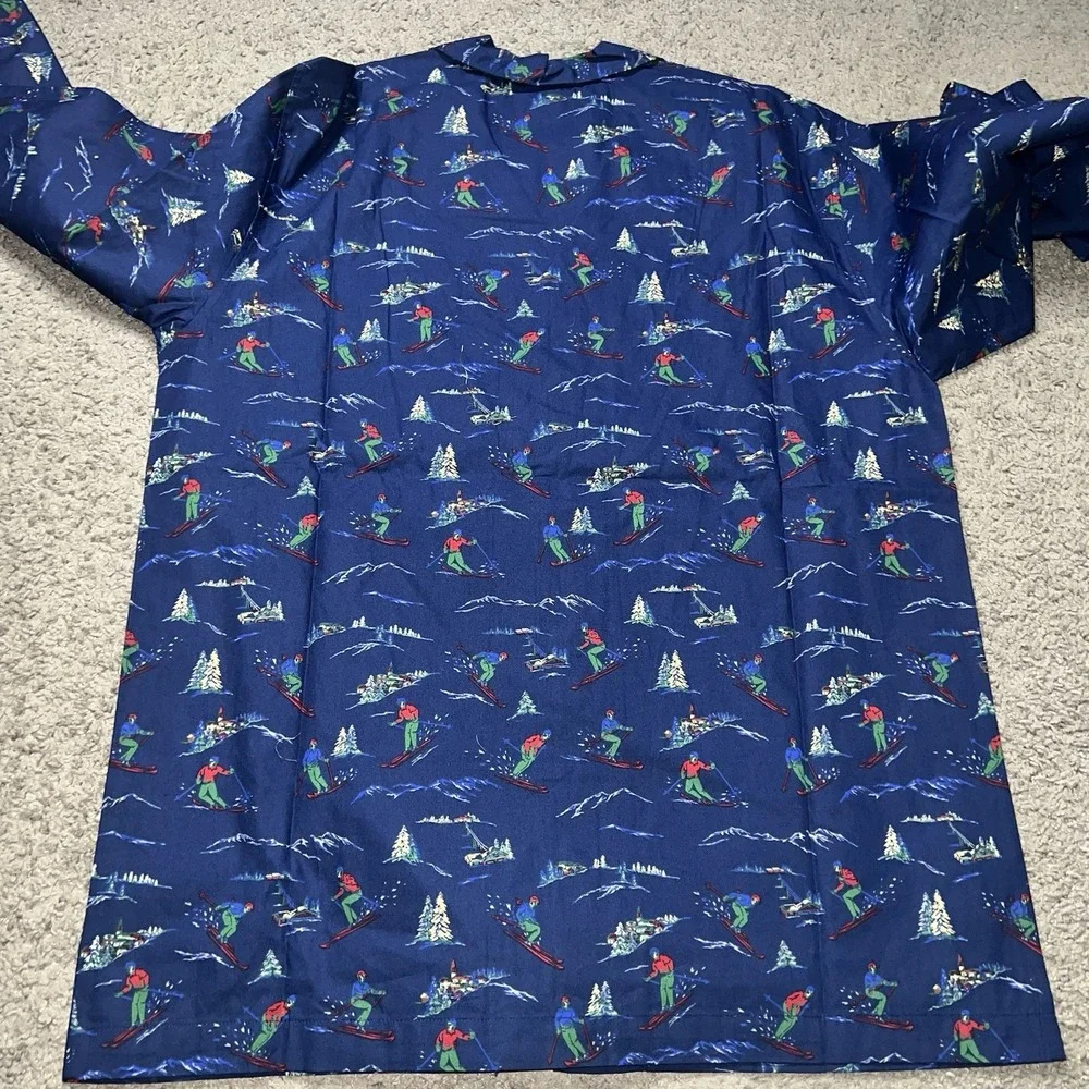 Polo Ralph Lauren 100% Cotton Men's Sleep Shirt Pajama Downhill Ski AOP‎ Size M